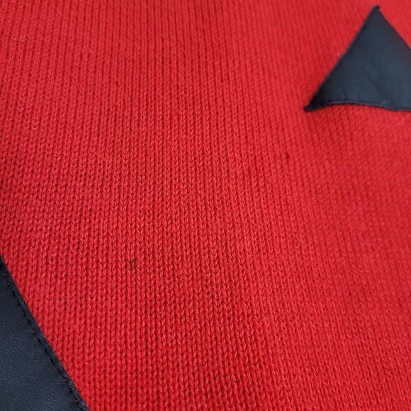 VINTAGE 80s Neiman Marcus leather bow‎ red sweater tunic with pearls L - Picture 12 of 15